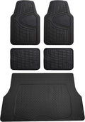 FH Group Premium Liners Tall Channel Trimmable All Weather Rubber Full Set Car Floor Mats (Black) w. Trimmable All-Season Cargo Liner (Black) - Universal Fit for Cars Trucks and SUVs by FHGroup