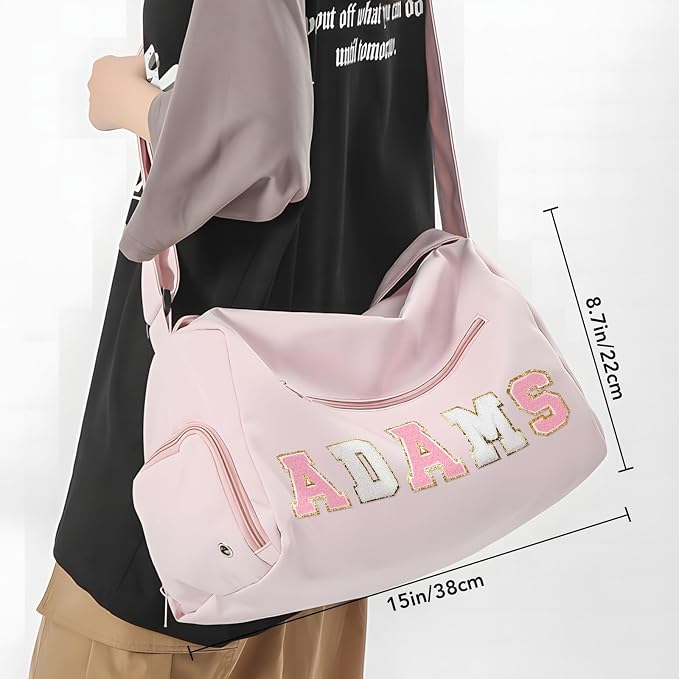Personalized Name Dance Duffle Bags for Girls Dance Ballet Bag, Cute Travel Duffel Bag, Sport Duffle Gym Cheerleader Bag, Custom Chenille Letter Name Girls Boys Kids (Style 1) - Image 6