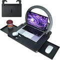 Extendable Steering Wheel Tray, Adjustable Car Laptop Desk Table | ABS, 22 lb capacity, 15-26 in extendable tray, 360° buckle, tablet slot, fold-flat storage, for parked work and dining by Cxprctpu