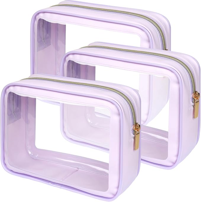 Clear Makeup Bag Foldable - TSA Approved Toiletry Bag for Travel | Metal Zipper, Reinforced Seam, Water Resistant, Medium for Carry-on, Large for Checked Luggage, for Car Storage Organizer by Packism