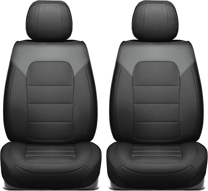 MotorBox Cabin King Slate Ridge Leather Seat Covers for Trucks & Cars | Charcoal and Black Car Seat Covers, Waterproof Leather Seat Covers, Car Accessories, Seat Protector, Universal Fit - Image 8