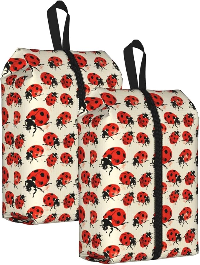 Ladybird Travel Shoe Bag for Men & Women, Waterproof Shoe Storage Organizer with Zipper, Portable Shoe Pouch for Sneakers, Heels, Sandals, Gym & Travel Luggage 2PCS by OLUSENMO