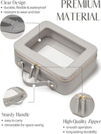 Clear Makeup Bag Toiletry Case Travel Transparent Cosmetic Bag with Zipper, Portable Make Up Organizer Traveling Compact Car Bag for Essentials, Beige Grey - Image 2