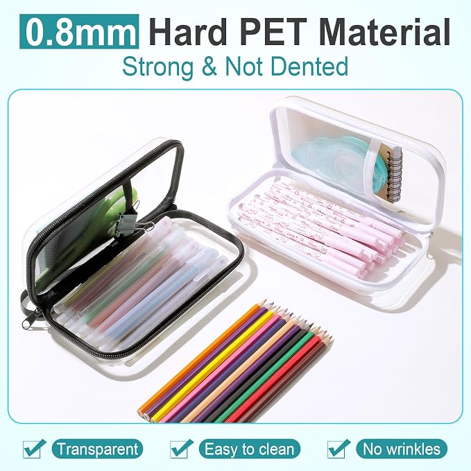 Sanwuta 4 Pcs Clear Hard Shell Zipper Case Plastic Case, Black and White - Image 4