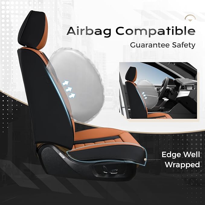 Coverado Car Seat Covers, Front Covers for Cars, Car Seat Cover Front Seats, Automotive Seat Cover, Waterproof, Leather Car Seat Cushion, Universal Interior Covers Seat Protectors for Most Cars - Image 3