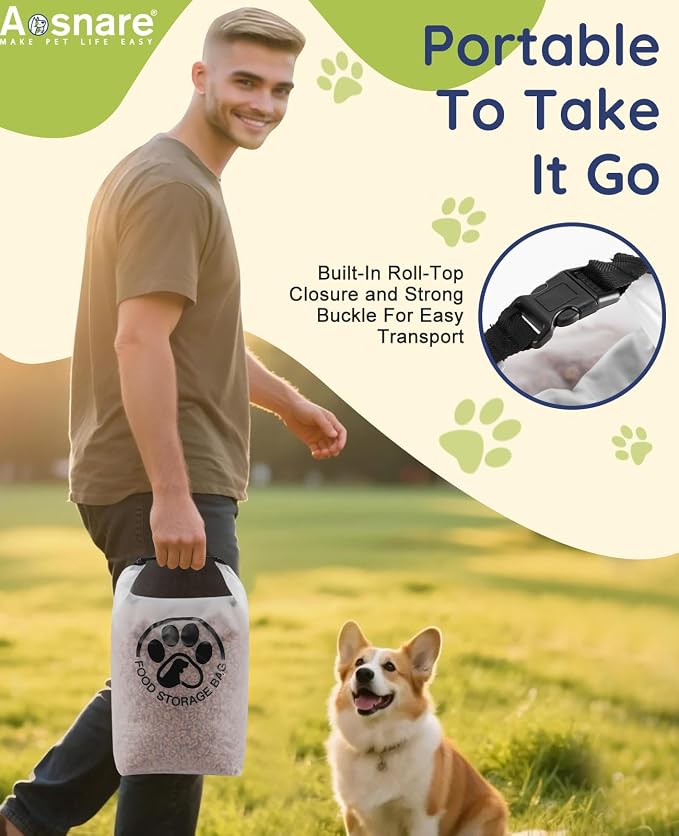 42 Cups Pet Food Storage Bag for Travel - Transparent Leak-Proof Dog Food Container with Roll-Top Closure, Keeps Kibble Fresh for Camping Trip, Dog Boarding and Hiking - Image 2