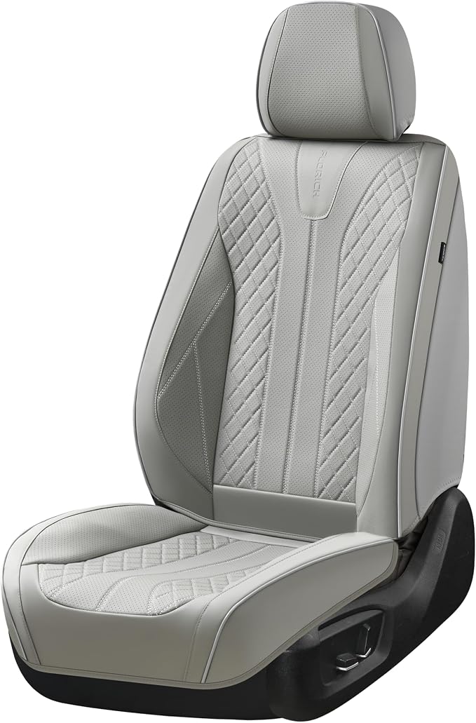 FLORICH Seat Covers, Car Seat Covers Front Seats Faux Leather Automotive Seat Covers Luxury Waterproof Car Seat Cover Protectors Universal Fit for Most Cars SUV Trucks, Gray - Image 8