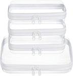 4 pcs Clear Zipper Pouches,Hard Shell Zipper Case | Toiletry Bag for Travel, CLear Diaper Bag, Toiletry Pouch, Travel Organizer, Cosmetic Bag,Toy Storage Bins (M+3S) by WELPIRT