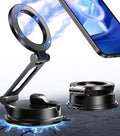 【Vacuum Suction Folding Car Mount】Magnetic Car Phone Holder for magsafe, Aerospace Alloy Arm, Best Dashboard/Windshield/Screen Holder for Your Car/Tesla/Gym/Mirror/Shower/Smooth Surface/iPhone by AREDAN