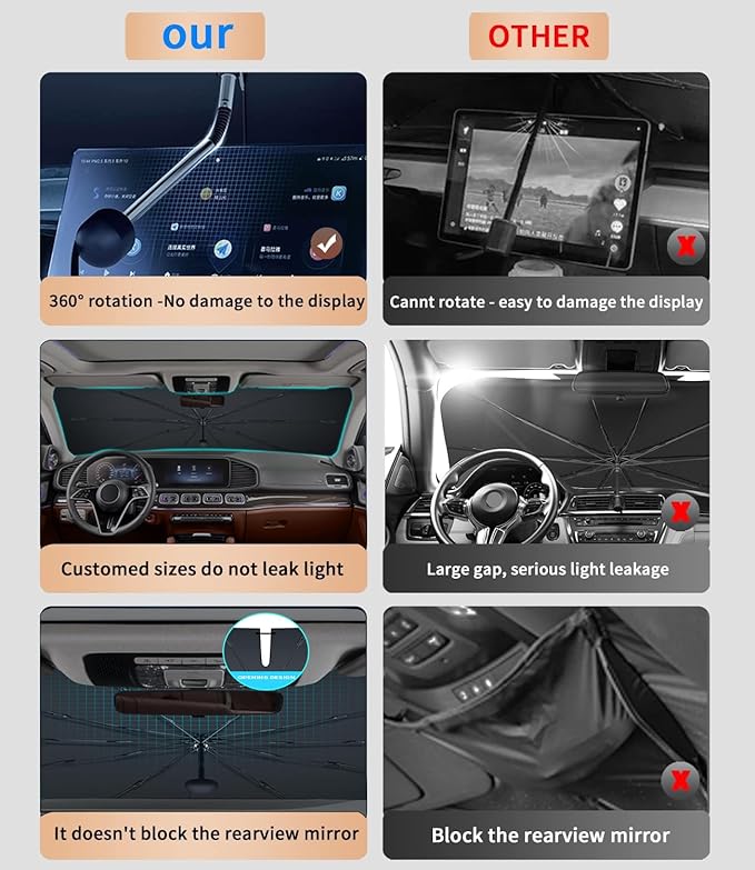 Custom-Fit for Infiniti Windshield Sun Shade Umbrella,Protect Car from Sun Rays,Foldable Car Umbrella Sunshade Cover with 360° Bendable Handle,Designed for Infiniti Accessories (for Infiniti EX) - Image 7