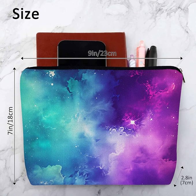 Galaxy Space Makeup Bags Makeup Organizer Cosmic Nebula Universe Space Galaxy Flax Toiletry Bags Travel Cosmetic Bag Makeup Purse Pouch Skincare Bag Wallet Bags For Women Mom Pink Purple - Image 4