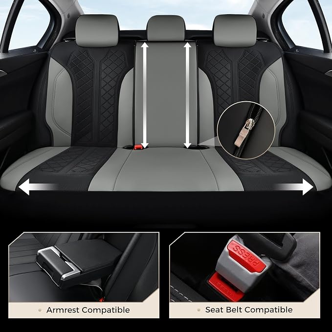 Coverado Car Seat Covers 5 Seats, Seat Covers Full Set, Mesh Breathable Seat Protectors, 5-Piece Spill-Proof White Automotive Seat Covers, Universal Fit for SUV, Sedan, Truck - Image 3