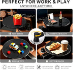 Car Tray Table & Car Desk for Laptop, Dual 360° Rotating Cup Holder Tray, Anti-Slip Leather-Textured Car Food Tray for Eating, Working & Makeup, Compatible with Tesla Model Y/3/S & Most Vehicles - Image 2