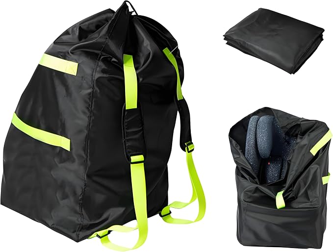 Flylin Car Seat Travel Bag,Double Waterproof Oxford Gate Check Bags | for Most Infant Carseat,Infant Carriers,Booster Seats,with Padded Backpack Shoulder Strap, 85x43x43cm by Flylin