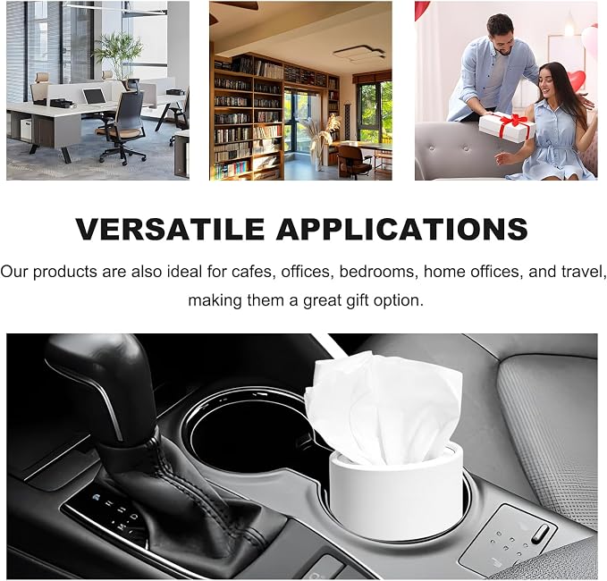 4 PCS Car Tissue Holder, Refillable Round Napkins Containers with Papers Inside, Convenient Travel Tissue Tubes Facial Paper Towel Cylinders for Vehicle Cup Holders (White) - Image 6