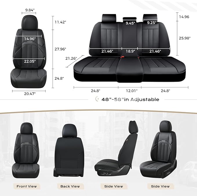 Coverado Nappa Leather Car Seat Covers Front Set, Luxury Waterproof Seat Protectors, Airbag Compatible Anti‑Slip Auto Seat Covers, Universal Fit for Most Cars SUVs Trucks Pickup Vehicles - Image 5