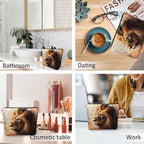 Makeup Bag Lion Makeup Bags For Purse Pouch, Wildlife Forest King Lion Travel Toiletry Bag Cosmetic Bag Makeup Bags Flax Makeup Organizer Bag Pencil Pouch For Man Woman, Brown - Image 6