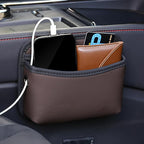 JEYODA Car Seat Side Storage Pocket, Small Organizer,PU Leather Multifunctional Console Side Organizer Bag for Phone, keys, sunglass,wallet,ect (Brown) by JEYODA