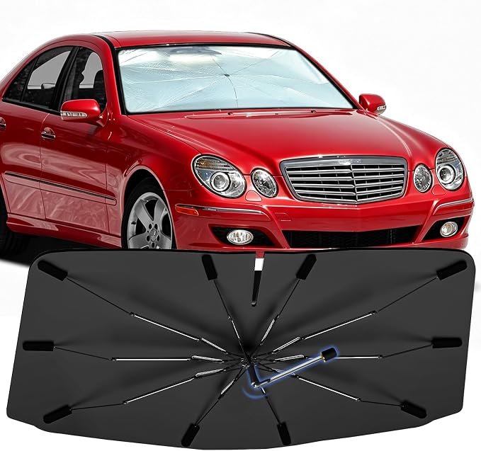 Windshield Sun Shade Umbrella for Mercedes-Benz E-Class 1996–2009 | Front Window Foldable Car Sunshadefor E-Class,UV Protection Sun Blocker & Heat Shield by Bocvam
