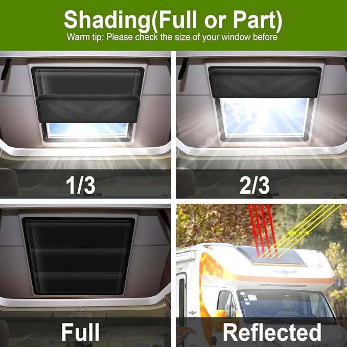 RV Skylight Cover, Magnetic Vent Cover for Roof16 ¼ (L) x 16 ¼" (W), RV Window Blackout with UV Protection and Foldable Magnet Design, Waterproof Fabric, Reflective - Image 2