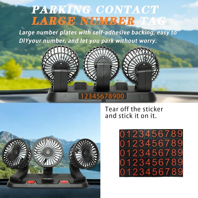 5V USB Car Fan, 3-Head 360° Rotating Dashboard Fan | Ideal for cars with broken AC. 2-Speed Quiet. Multi-Scenario: Sedans, SUVs, Pickups, Office, Camping. USB portable. - Image 4