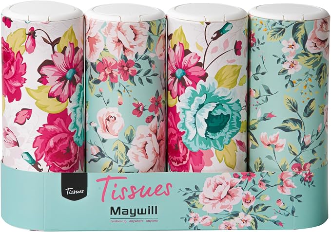 Chic Facial Tissue Holder for Car Cup Holder - Travel Tissue Tubes Box Container (3-ply, 4 Pack, 200 Sheets) by MAYWILL