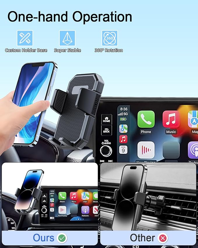 PZK Car Phone Mount for 2019-2026 Toyota Corolla/Corolla Cross 2022-2026 | 2019-2026 Corolla Hatchback Accessories 8-inch Screen Auto Lock Car Phone Holder 360° Rotation Not Affect Vent Phone Cradles - Image 6