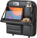 Car Backseat Organizer with Foldable Table Tray,Hanging Storage Bag with Touch Screen Phone Holder,Premium PU Leather Material,Compatible with Most Vehicles,Inner Car Accessories by KEJJRIUTN