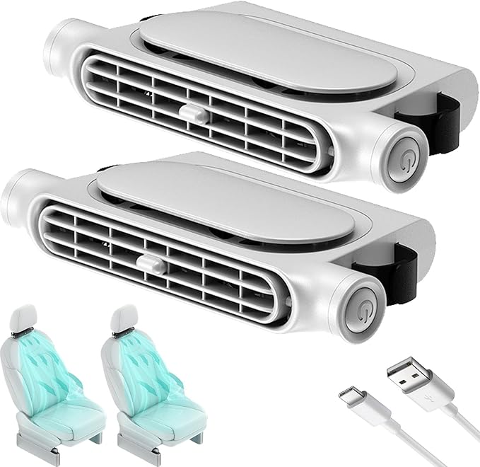 2 Pack Car Seat Fan for Backseat for Kids, Mini Portable Battery Operated Back Seat Baby Quiet Headrest Neck Cooling Fan with 3 Adjustable Wind Speeds All Cars Vehicle RV Truck by Unknown
