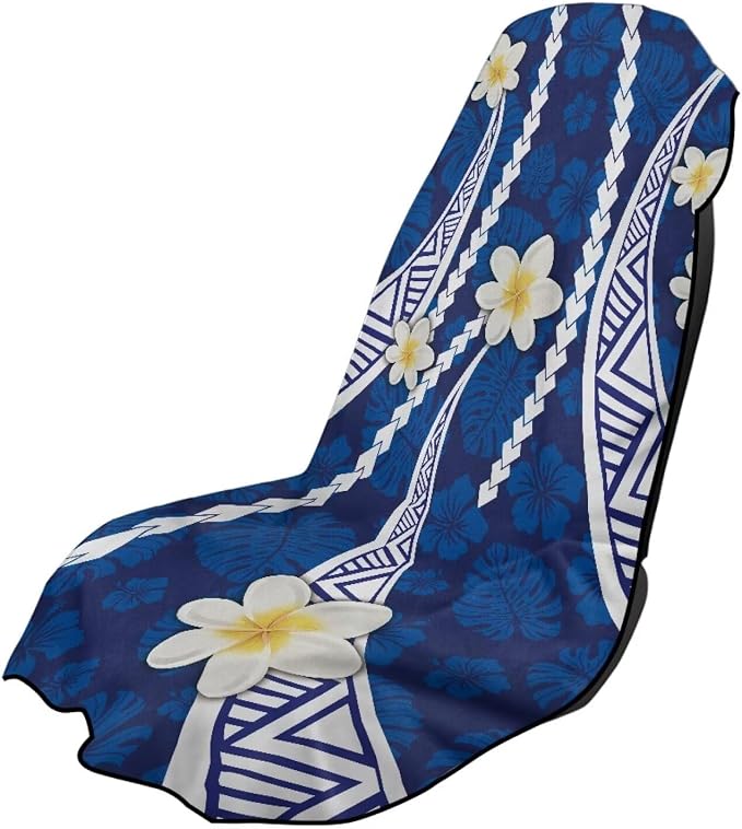 SEANATIVE Car Seat Towel Covers with Storage Bag Seat Post Workout Sweat Washable Cover for Car Towel for Dog Pet Workout Outdoor Sport Activities, Polynesian Plumeria Print by SEANATIVE