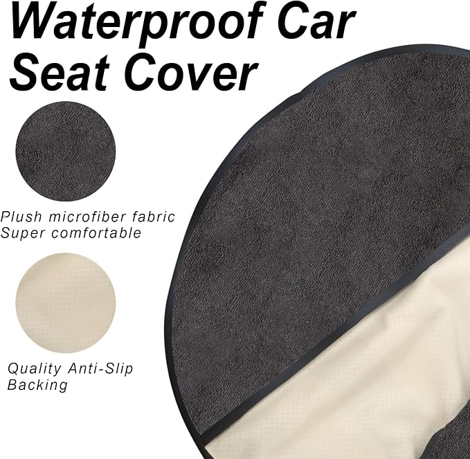 Sweat Towel Car Seat Cover Protector Front Seats for Gym Workout, Running, Swimming, Beach and Hiking, Waterproof Universal Seat Cover for Car, Trucks, Van & SUV (1, Pure Black, Front) - Image 4