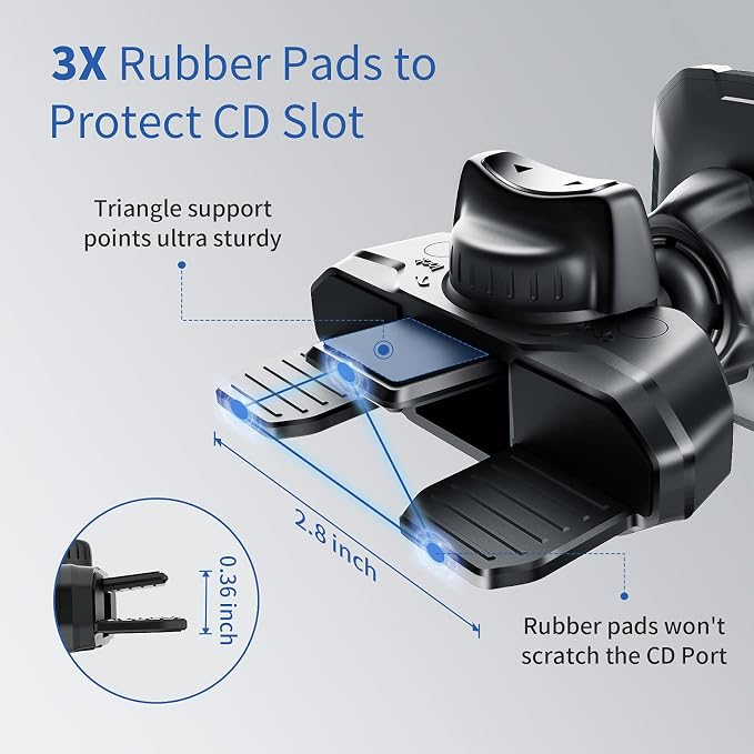 Magnetic CD Phone Mount with 6 Strong Magnets for Car CD Player | 6X Strong Magnetic,Anti-Slip Protection Pads,Compatible with iPhone 17 16 15 14 13 12 Series,Samsung Galaxy, LG, and More - Image 4