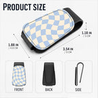 Leather Magnetic Sunglass Holder for Car Sun Visor, Cute Eyeglass Ticket Card Hanger Clip, Universal Auto Interior Accessories for SUV Pickup Truck, Blue Wave - Image 3