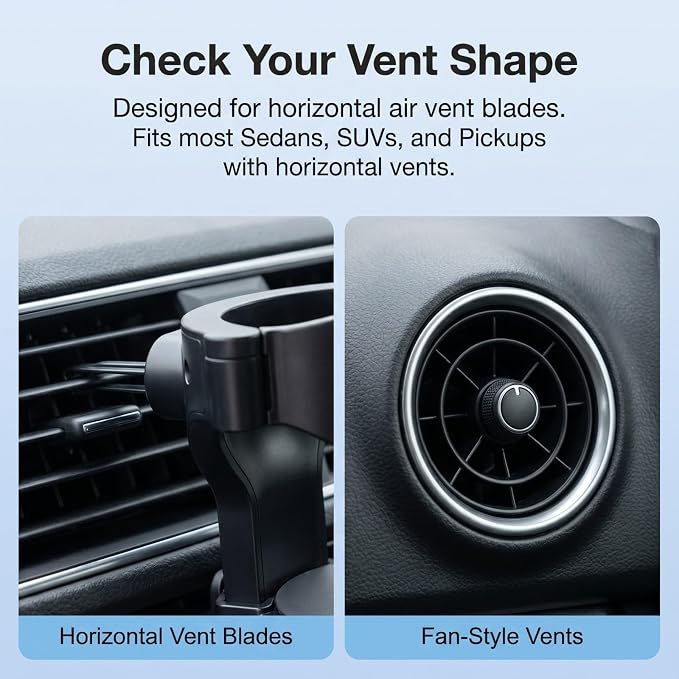 Car Cup Holder, Stable Cup Holder Expander for Car Air Vents, Car Ashtray Holder, Suitable for Sedans SUVs Trucks with Horizontal Blade Vents (Black) - Image 7