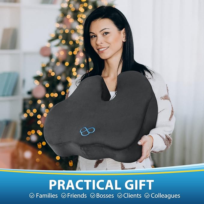 BlissTrends Thick Seat Cushion for Office Chair & Car Seat, XL, Grey | Memory Foam with Removable Cover, Ergonomic Tailbone & Sciatica Support for Pressure Relief and Long Sitting, 3.9" Thick - Image 8