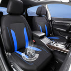 CAR PASS 3D Air Mesh Car Seat Covers Full Set, Breathable Sporty Rear Bench with Zipper for Armrest Box Universal Fit 95% Automotive SUV,Truck,Sedan Interior Cute Women Airbag Compatible, Black Blue - Image 2