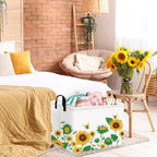 FXOLCSHE Rectangular Sunflower basket,Waterproof Canvas kids Laundry Nursery Hamper,Storage Baskets for Bedroom,Yellow Hamper,Gift Basketsr(Sunflower) - Image 3