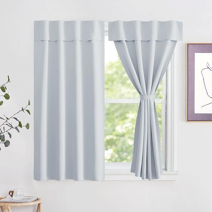 NICETOWN Bathroom Curtains for Privacy, Portable Self Adhesive Window Covering 63 inches Length, Easy Installation Thermal Insulated Curtain Panels for Bedroom (1 PC, 42" W, Greyish White) | Portable Self Adhesive Window Covering Easy Installation Ther... by NICETOWN