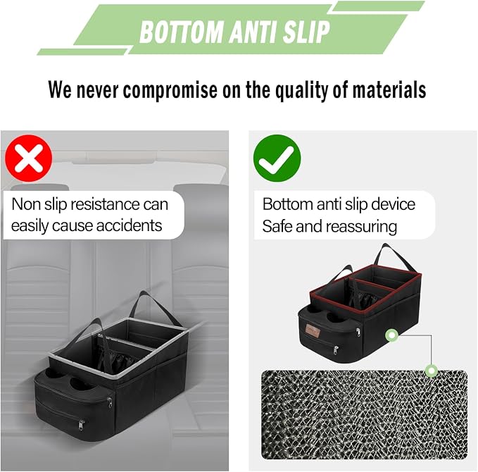 FUNNy elf Car Seat Organizer with 4 Cup Holders(Red) | Foldable Design, Durable Oxford Material, Smooth Handle, Anti-slip Base, Big Capacity Car Caddy Organizer for Easy Storage - Image 5