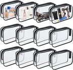 12 Pieces Clear Makeup Bags, TSA Approved Toiletry Bag for Travel, Transparent Cosmetic Pouch with Zipper, Waterproof Vinyl Plastic Organizer Case for Vacation Bathroom (Medium) by YOQIVEXU