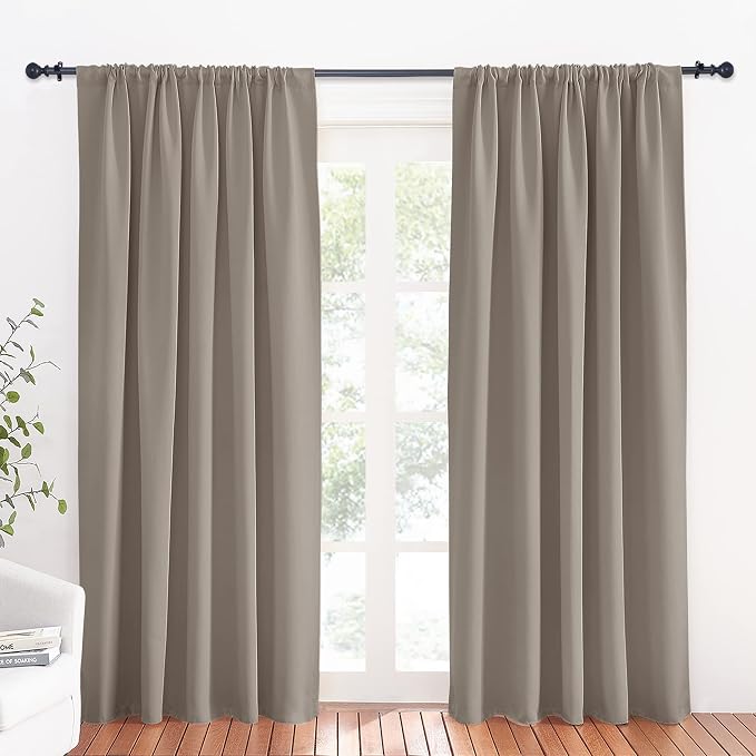 RYB HOME Large Blackout Curtains for Bedroom Living Room 84 inches Long | Thermal Insulated, Privacy, Drapes for Large Window, Triple-weave Fabric, For Better Sleep, W70 x L84, Sand, 2 Panels by RYBHOME
