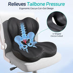 Seat Cushion & Back Support for Tailbone and Lower Back Relief | Higher Back for Stable Lower-Back Support / Dual-Sided Grip Keeps It in Place / Support Without Sinking / Durable / Washable - Image 4