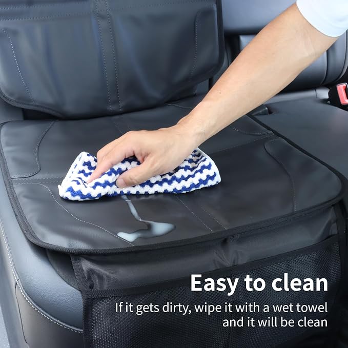 Car Seat Protector,Extra Thick Car Seat Covers Non-Slip Waterproof Mat Pad Leaving No Imprints Marks for Child Baby Pet Truck SUV Automobile (Black-A) - Image 7