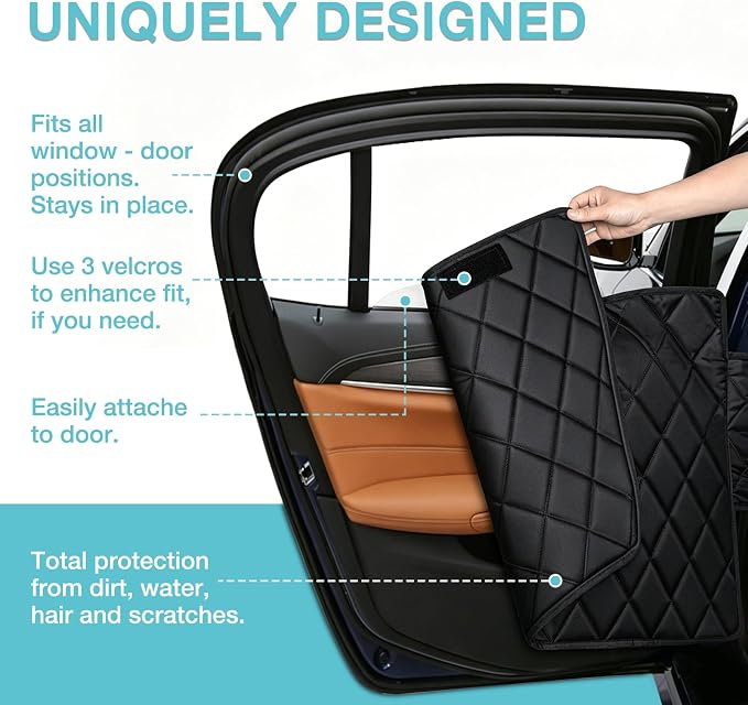 Waterproof XL Hard Bottom Car Seat Cover for Trucks with 2 Dog Seat Belts | For Large Trucks,Waterproof,Mesh Window,Zero Slide,Easy Removal & Storage,Heavy-Duty Oxford Fabric,Double-Stitched Seams - Image 4