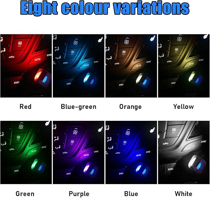 USB Type C LED Ambient Light, 8 Colors RGB Dynamic Gradient Brightness Interior Atmosphere Lamp, Mini Adjustable Car Accessories Replace Lighting Parts for Home Laptop - Image 6