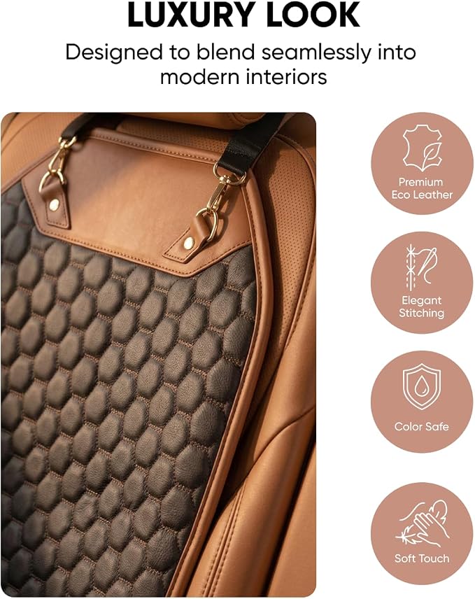Premium Leather Car Seat Protector for Child Car Seat Cover from Dirt Scratches - Infant Car Seat Protector for Back Seat/Front Booster Seat Protector Under Baby Car Seat Waterproof 1pc Hexy - Image 3