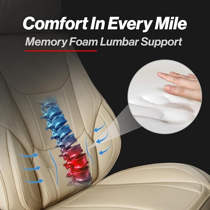 Coverland Premium Custom Fit Truck Car Seat Covers Full Set Seat Waterproof | Airbag Compatible Non-Slip Seat Cover for Silverado, Sierra 1500, 2500HD, 3500HD [Beige - Size Chart X52] - Image 3