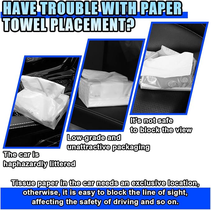 Bling Car Sun Visor Tissue Box Holder, PU Leather Auto Paper Towel Cover, Glitter Crystal Rhinestone Napkin Holder, Car Decoration Accessories for Women (Black/Red) - Image 6