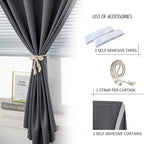 Portable Light Blocking Curtains Self-Stick Design, Removable Adhesive Window Shades for Apartment Office, 71" W x 84" L, Grey, 1 Panel - Image 6