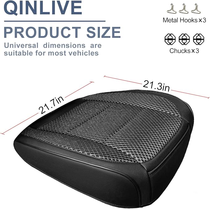 1 Pack Black Ventilated Bottom Car Seat Cover | 3D Air Mesh, PU Leather, Breathable, Front, with Storage pocket, Universal Fit for Car Truck SUV, Easy to Install - Image 2